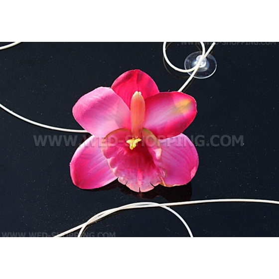 Kunniamerkki hääauto tumma pinkki orkideat